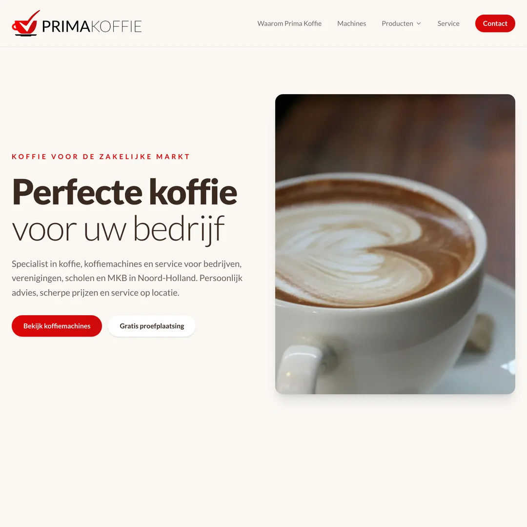 Prima Koffie website