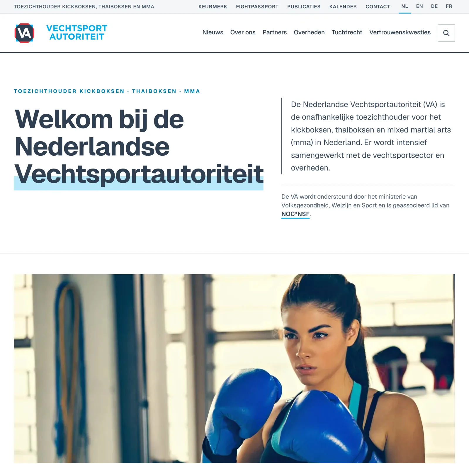 Nederlandse Vechtsportautoriteit website